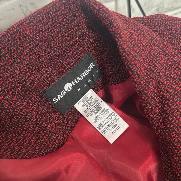 Vintage Sag Harbor Red & Black Suit Jacket Blazer Size 24W 24 - Picture 5 of 5